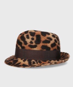 Cappelli Borsalino | Trilby In Feltro Melusine Con Stampa Leopardata