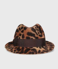 Cappelli Borsalino | Trilby In Feltro Melusine Con Stampa Leopardata